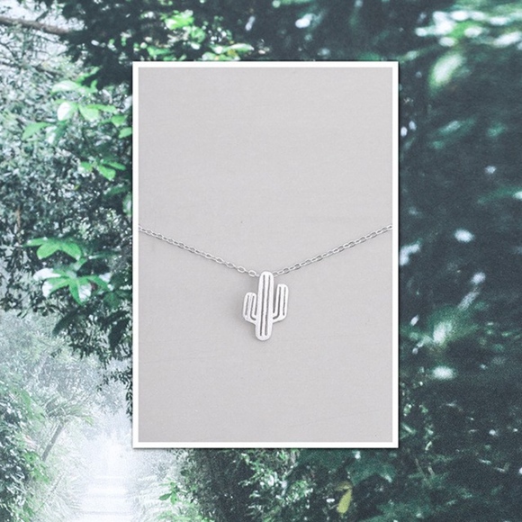 Cactus Dainty Pendant Necklace Silver - Picture 3 of 8